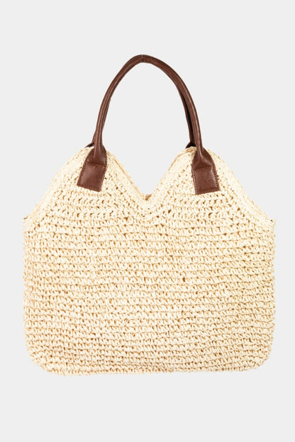 - Essential Straw Braided Shoulder Bag - Straw / One Size - Optima Women