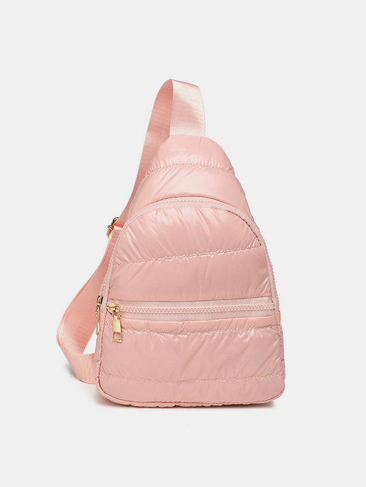 - Quilted Puffy Sling Bag - Pink / One Size - Optima Women