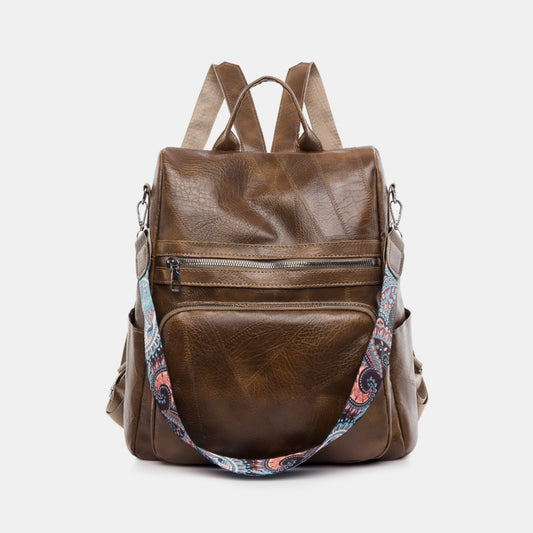 - Classic Leather Convertible Backpack - Coffee Brown / One Size - Optima Women