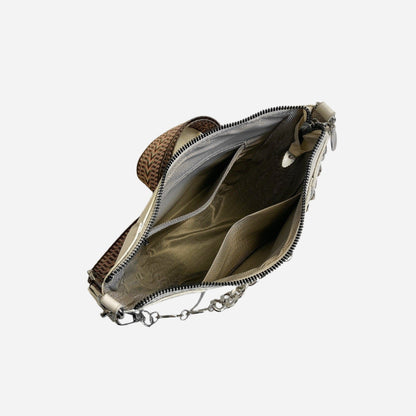 - Chain Trim Crossbody Bag - Khaki / One Size - Optima Women