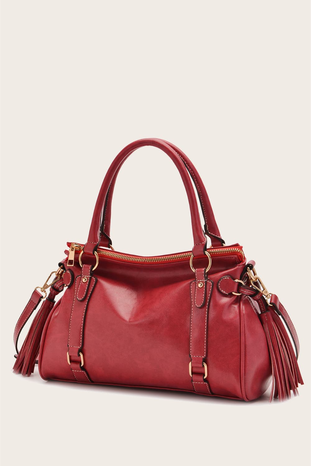 - Lara Leather Handbag - Red / One Size - Optima Women