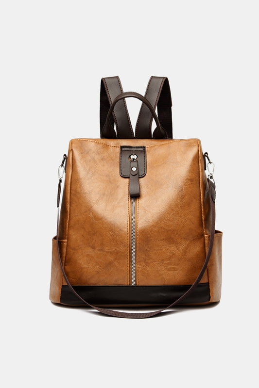 - Classic Leather Backpack - Caramel / One Size - Optima Women