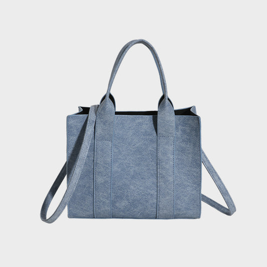 - Essential Leather Handbag - Light Blue / One Size - Optima Women