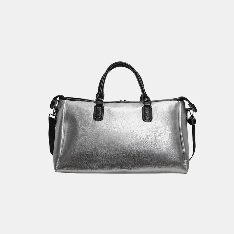 - Classic Leather Duffle Bag - Silver / One Size - Optima Women