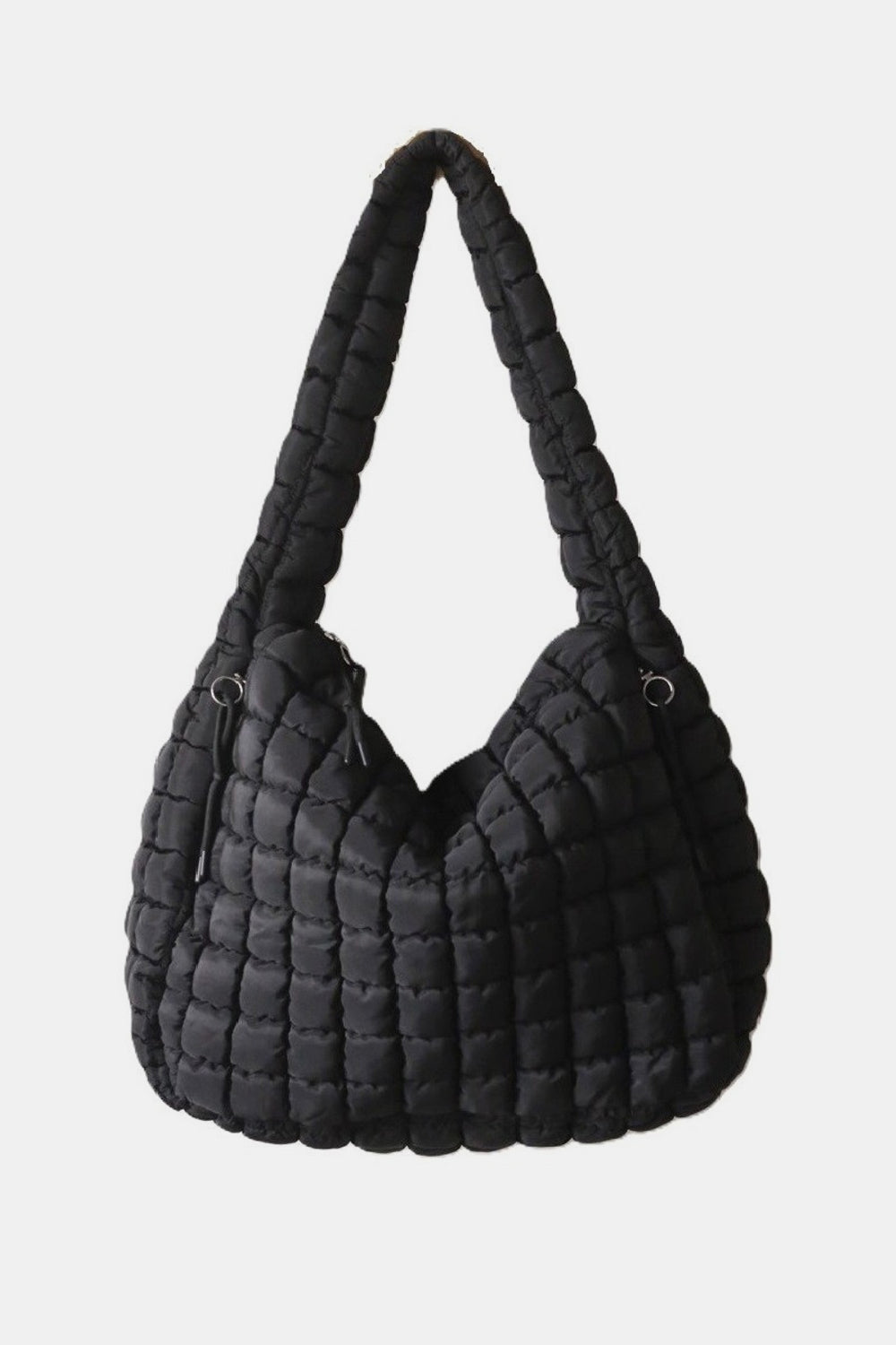 - Quilted Puffy Carryall Shoulder Bag - Black / One Size - Optima Women