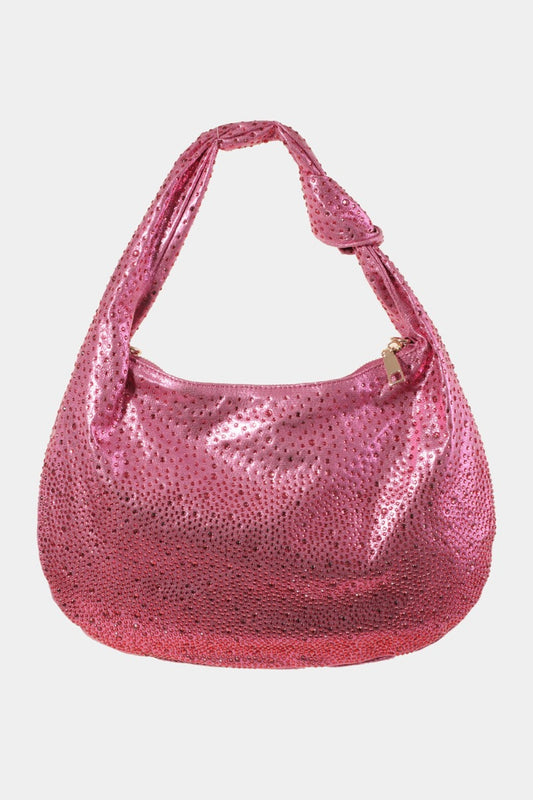 - Classic Rhinestone Studded Handbag - Fuchsia / One Size - Optima Women