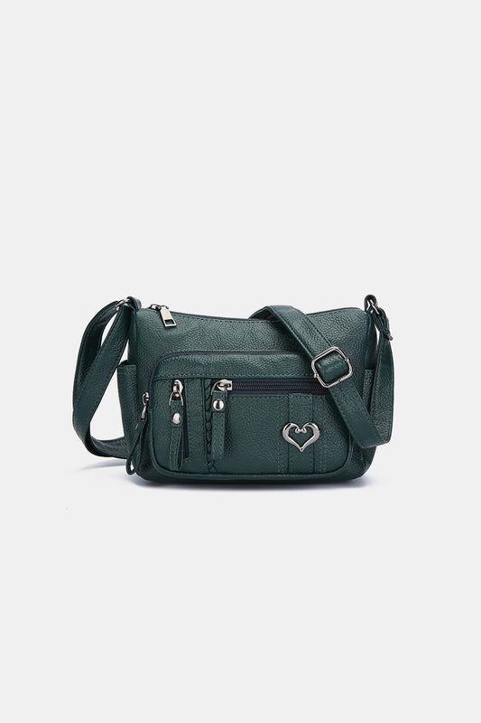 - Heartly Leather Shoulder Bag - Dark Green / One Size - Optima Women