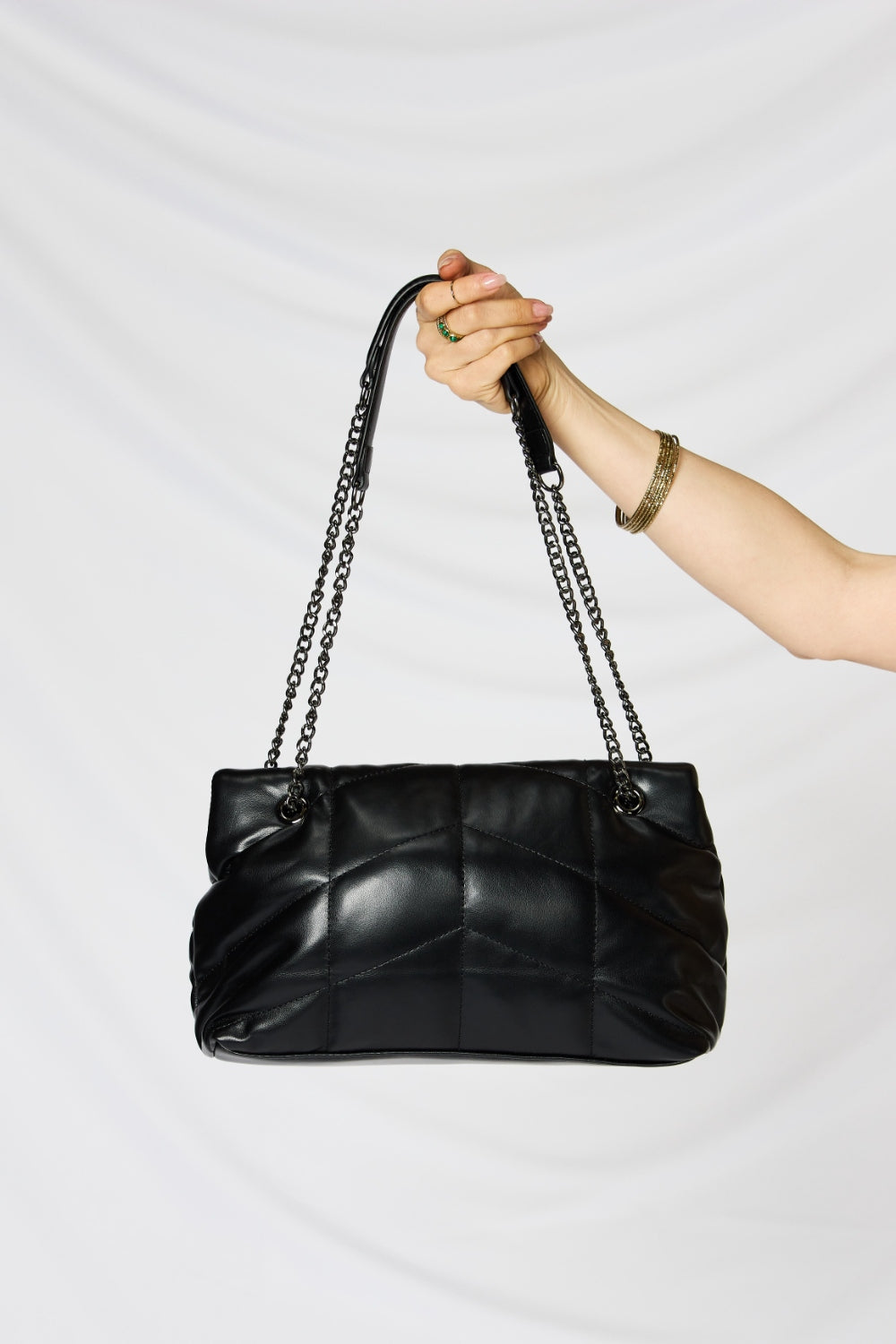 - Minimalist Chain Strap Shoulder Bag - Black / One Size - Optima Women